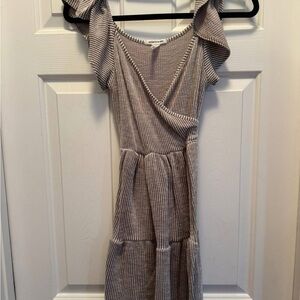 Caution To The Wind Gray Striped Mini Dress